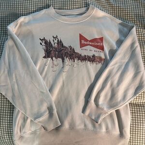 Budweiser White Crewneck Sweater with Iconic Logo